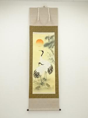 紫雲筆　松竹梅鶴亀　肉筆絹本掛軸